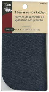 Dritz Iron on Patch Dark Blue Denim 5in x 5in 2ct
